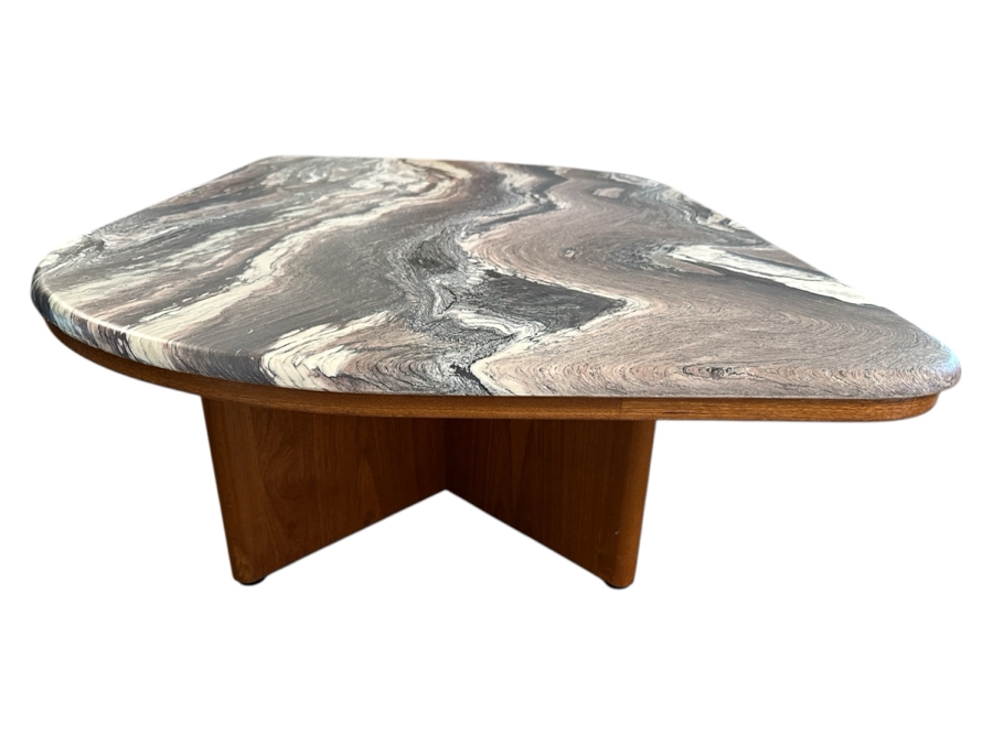Just Added - Danish Modern Marble Top Coffee Table 55W X 35D X 17H [Photo 4]