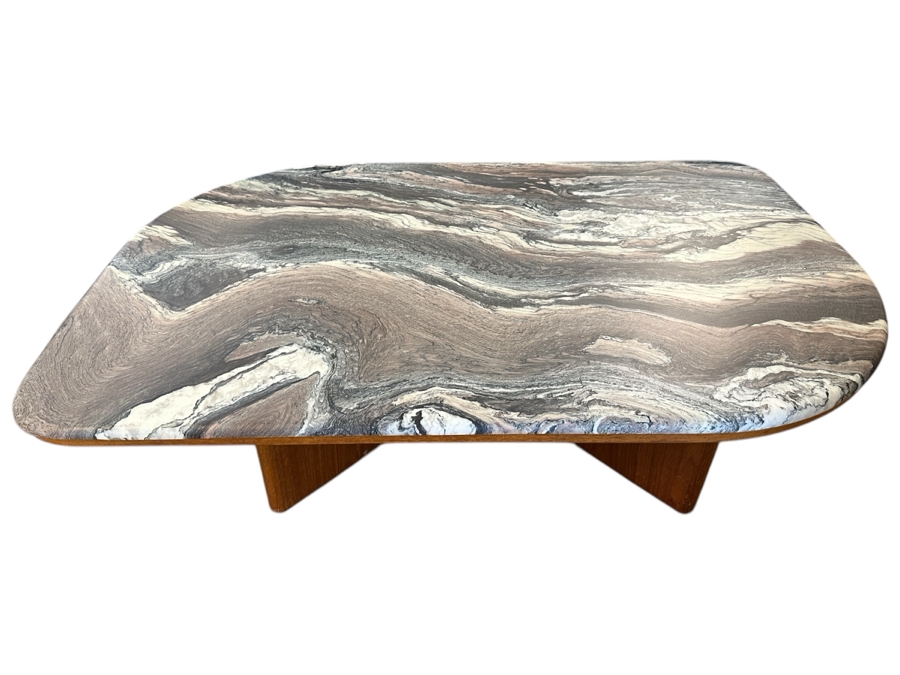 Just Added - Danish Modern Marble Top Coffee Table 55W X 35D X 17H [Photo 2]