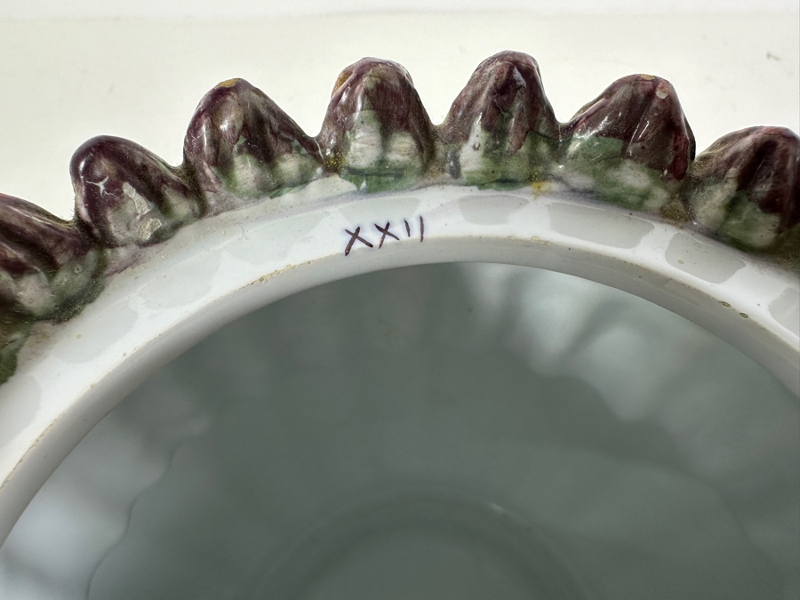 Just Added - Vintage Italian Hand Painted Ceramic Asparagus Lidded Jar Container 7.5W X 9.5H [Photo 8]