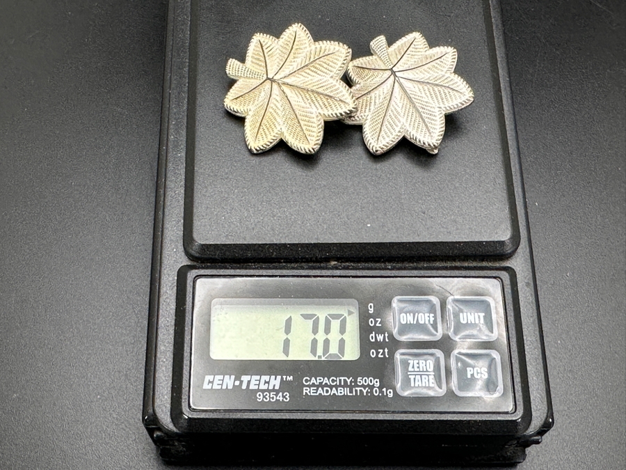 Just Added - (2) Sterling Silver Lieutenant Colonel Rank Shoulder Pins 17g [Photo 4]