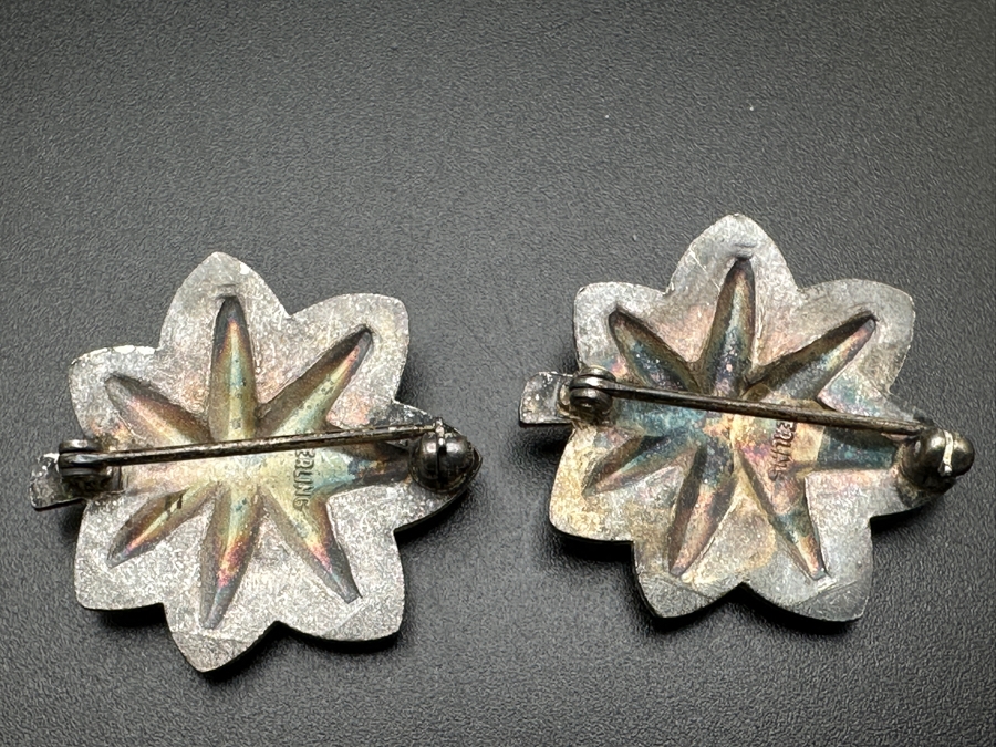 Just Added - (2) Sterling Silver Lieutenant Colonel Rank Shoulder Pins 17g [Photo 2]