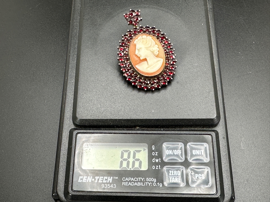 Just Added - Vintage European Silver Carved Cameo Combination Pendant / Pin Brooch 8.6g [Photo 9]