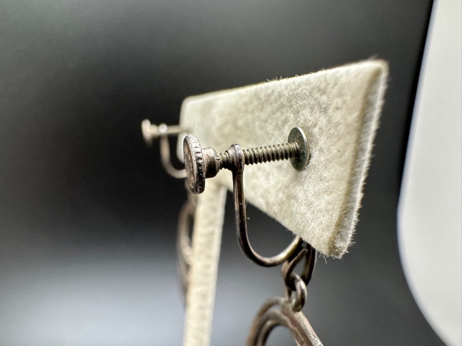 Just Added - Sterling Silver / Turquoise Non Pierced Screw Back Earrings 8.2g [Photo 2]