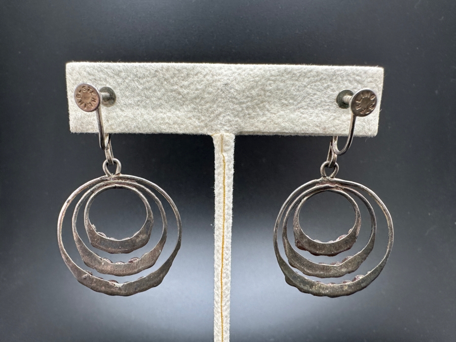 Just Added - Sterling Silver / Turquoise Non Pierced Screw Back Earrings 8.2g [Photo 4]