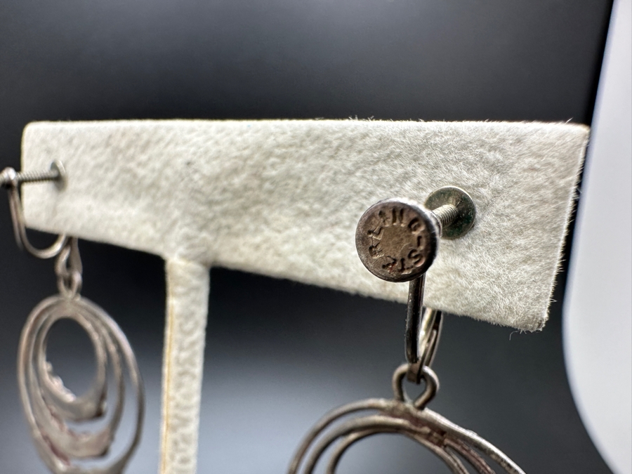 Just Added - Sterling Silver / Turquoise Non Pierced Screw Back Earrings 8.2g [Photo 3]