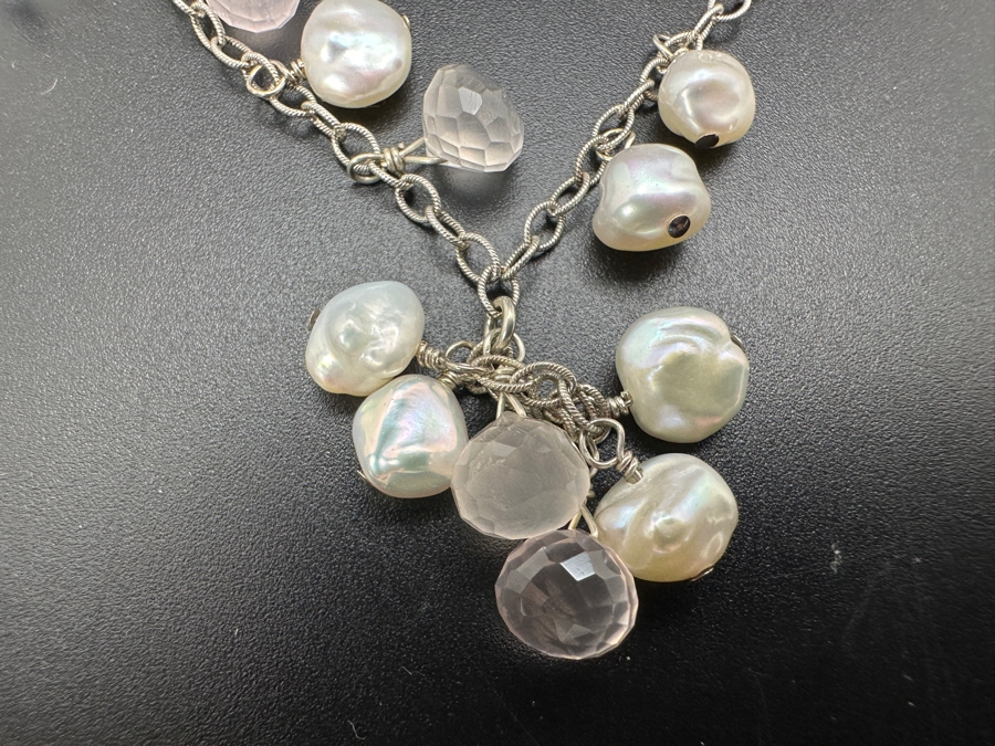 Just Added - Sterling Silver / Pearl 17' Necklace By Peyote Bird 9.8g [Photo 3]