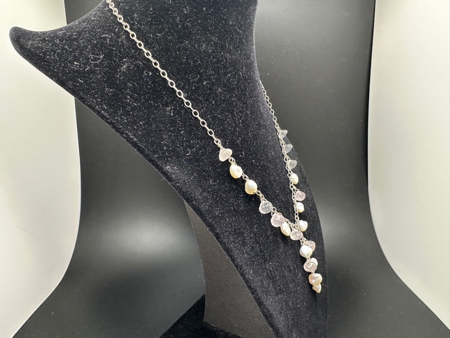 Just Added - Sterling Silver / Pearl 17' Necklace By Peyote Bird 9.8g [Photo 2]