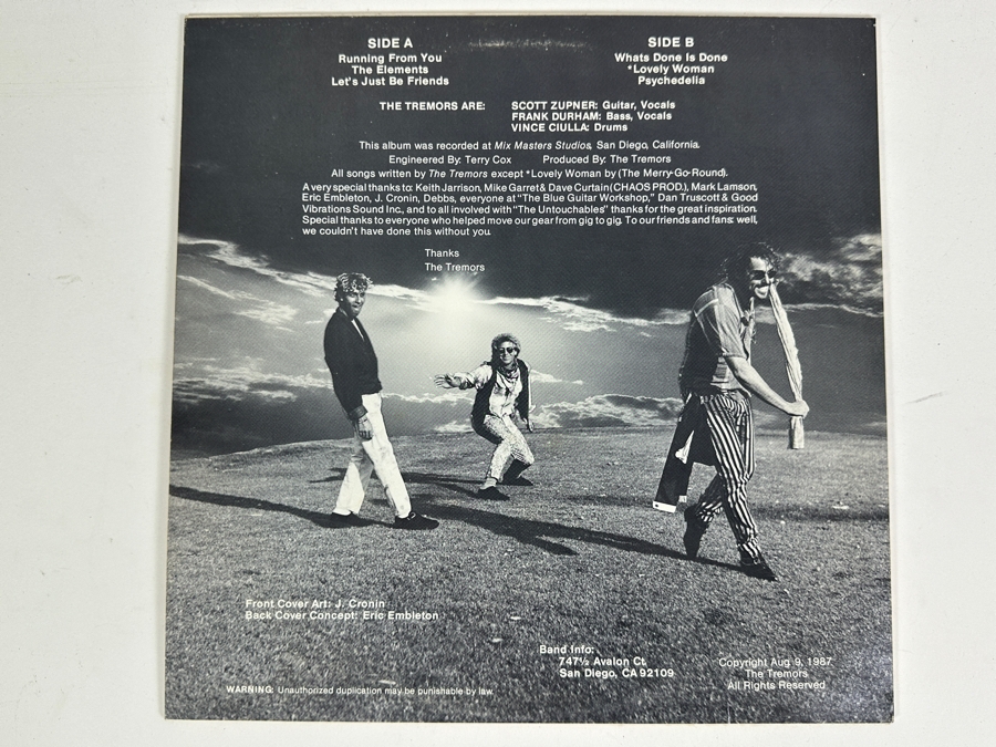 Just Added - Rare 1987 The Tremors Psychedelia Vinyl Record Album Local Mission Beach San Diego Band [Photo 2]