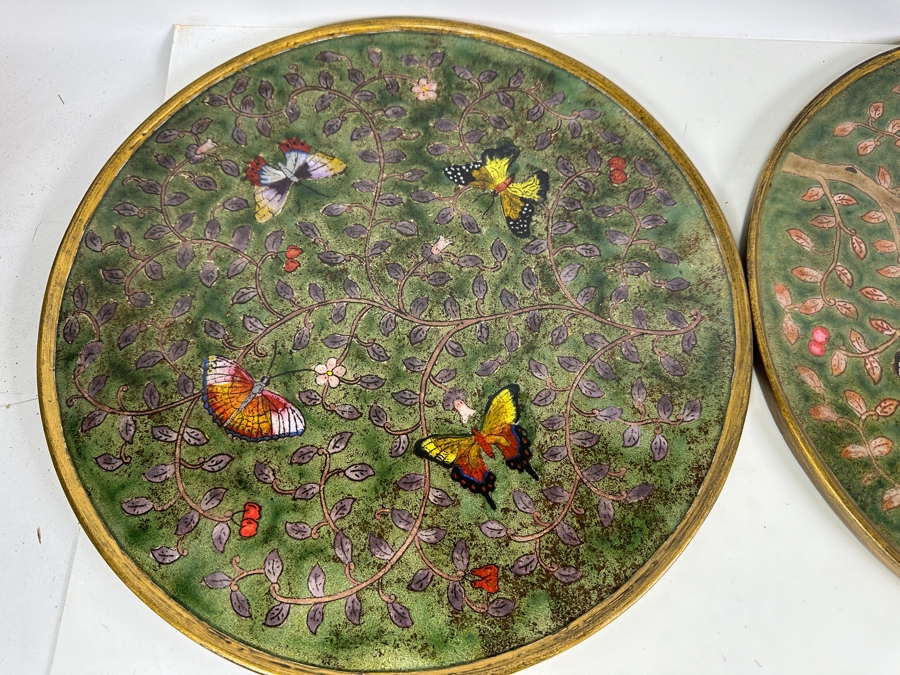 Just Added - Robert M. Weiss Reverse Painted Glass Butterfly Drink Trays 13R [Photo 4]