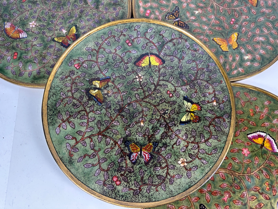Just Added - Robert M. Weiss Reverse Painted Glass Butterfly Drink Trays 13R [Photo 5]