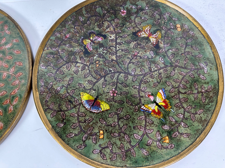 Just Added - Robert M. Weiss Reverse Painted Glass Butterfly Drink Trays 13R [Photo 6]
