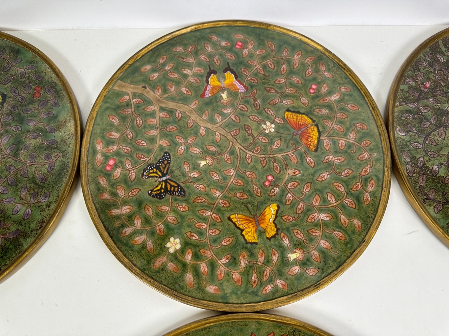 Just Added - Robert M. Weiss Reverse Painted Glass Butterfly Drink Trays 13R [Photo 3]