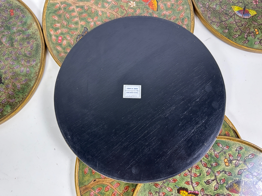 Just Added - Robert M. Weiss Reverse Painted Glass Butterfly Drink Trays 13R [Photo 8]