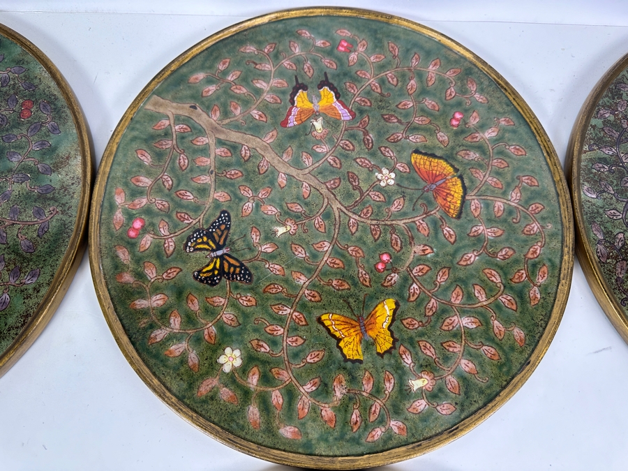 Just Added - Robert M. Weiss Reverse Painted Glass Butterfly Drink Trays 13R [Photo 7]
