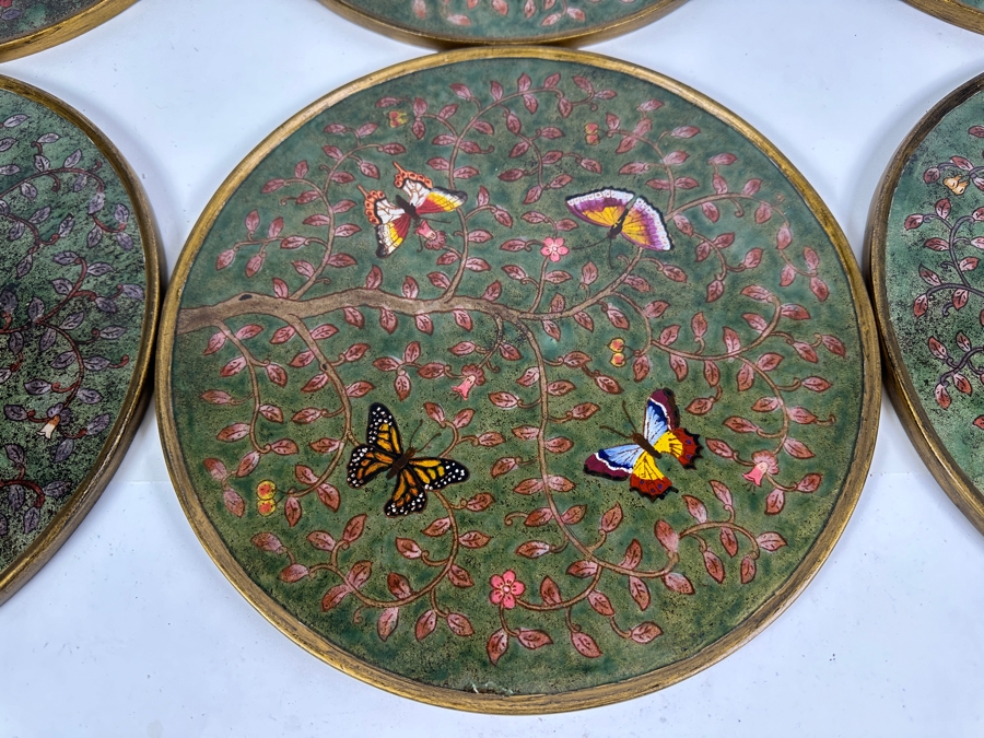 Just Added - Robert M. Weiss Reverse Painted Glass Butterfly Drink Trays 13R [Photo 2]