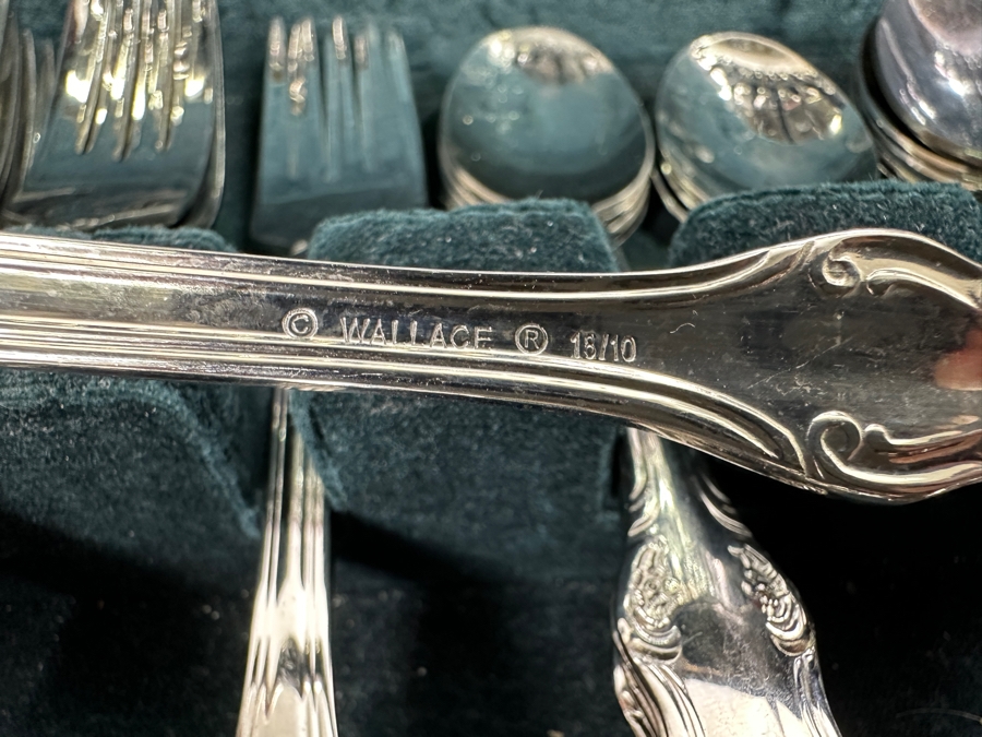 Just Added - Wallace 18/10 Stainless Steel Flatware Set With Wooden Storage Box, Approximate Service For 12 19W X 11D X 3.25H [Photo 3]