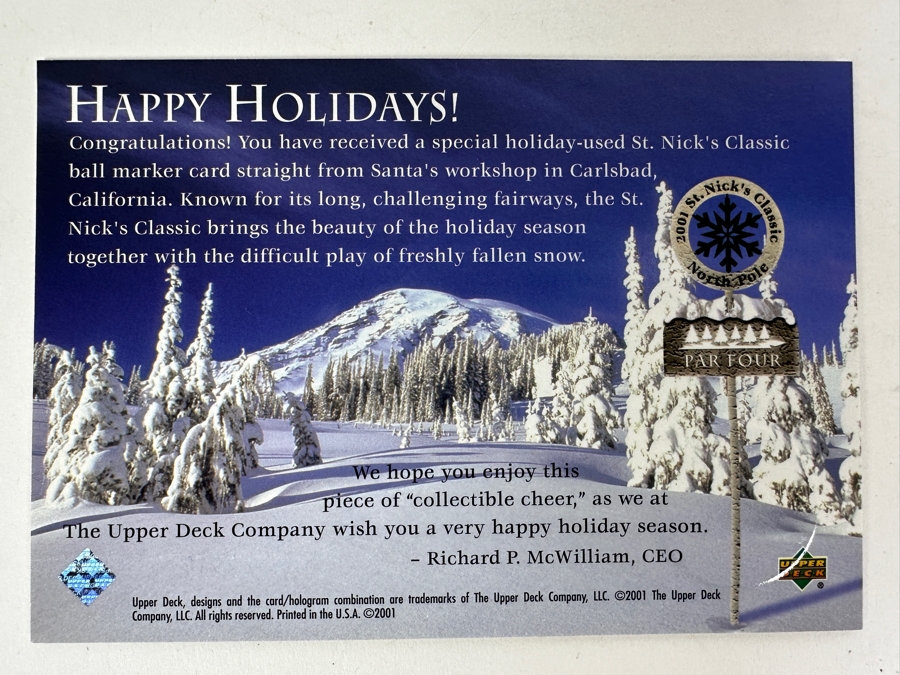 Just Added - 2001 St. Nick's Classic Tiger Woods Ball Marker Card From Upper Deck [Photo 6]