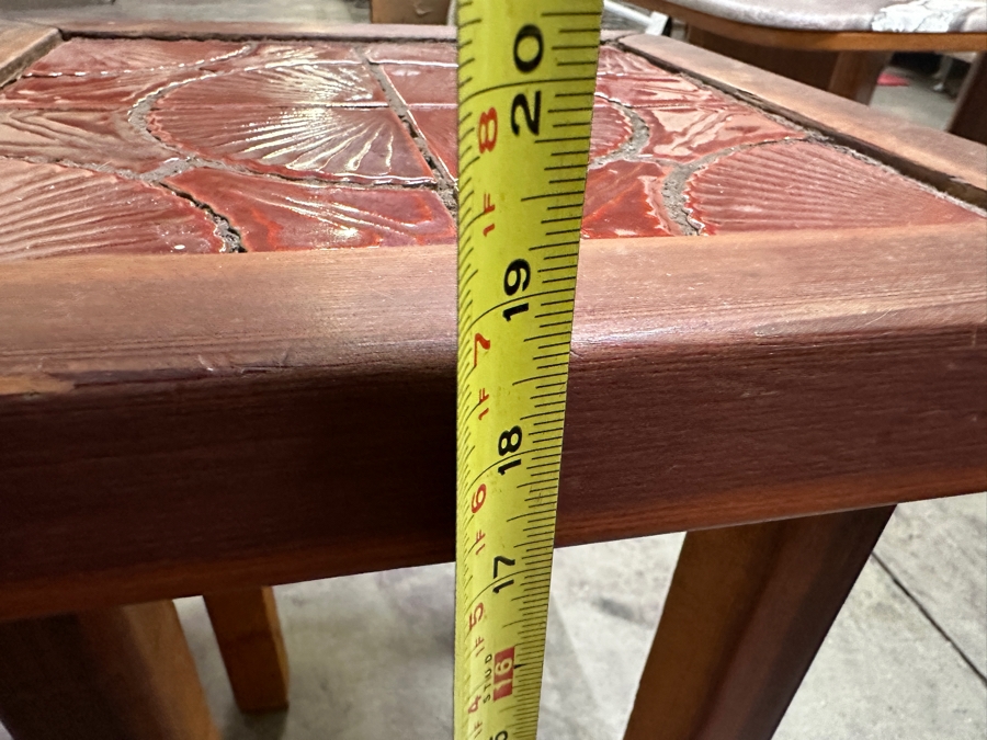 Just Added - Vintage Wooden Tile Top Plant Stand 13.5W X 13.5D X 19H [Photo 7]