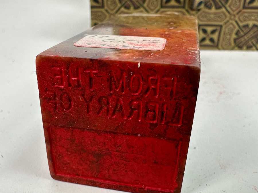 Just Added - Vintage Chinese Carved Stone Book Seal 'From The Library Of' With Carved Stone Paste Box [Photo 7]