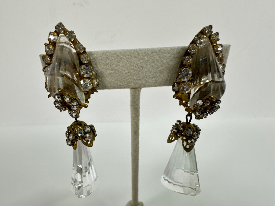 Just Added - Pair Of Vintage Miriam Haskell Clip On Earrings (One Of The Earring Clips Has Been Replaced With A 14K Gold Clip - See Photos) [Photo 6]