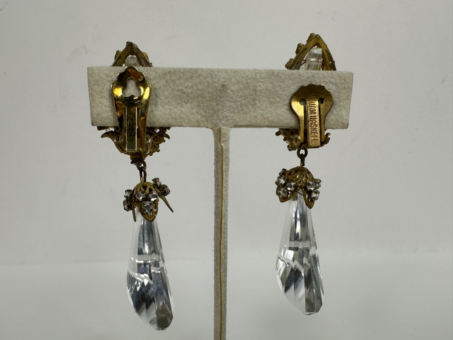 Just Added - Pair Of Vintage Miriam Haskell Clip On Earrings (One Of The Earring Clips Has Been Replaced With A 14K Gold Clip - See Photos) [Photo 9]