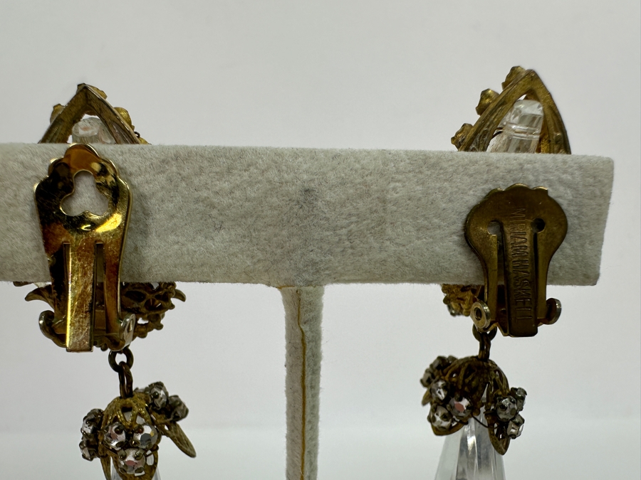 Just Added - Pair Of Vintage Miriam Haskell Clip On Earrings (One Of The Earring Clips Has Been Replaced With A 14K Gold Clip - See Photos) [Photo 10]
