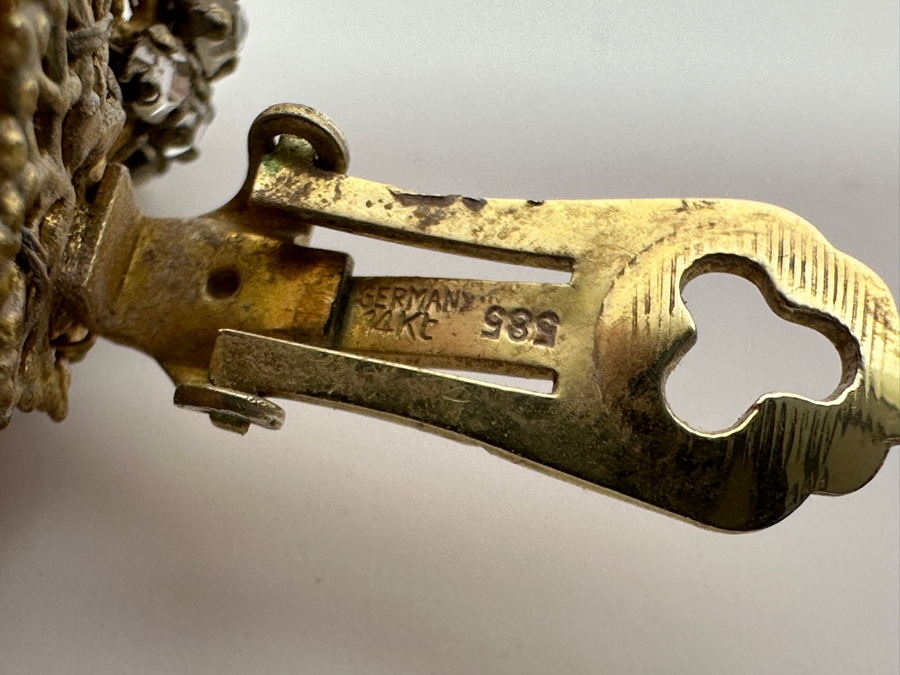 Just Added - Pair Of Vintage Miriam Haskell Clip On Earrings (One Of The Earring Clips Has Been Replaced With A 14K Gold Clip - See Photos) [Photo 3]