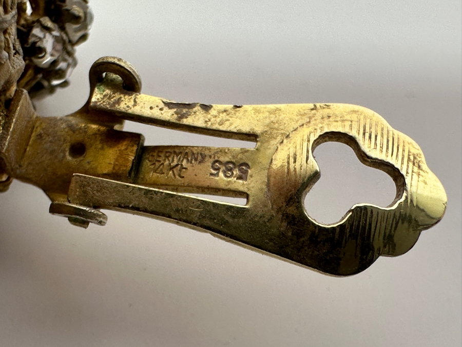 Just Added - Pair Of Vintage Miriam Haskell Clip On Earrings (One Of The Earring Clips Has Been Replaced With A 14K Gold Clip - See Photos) [Photo 14]