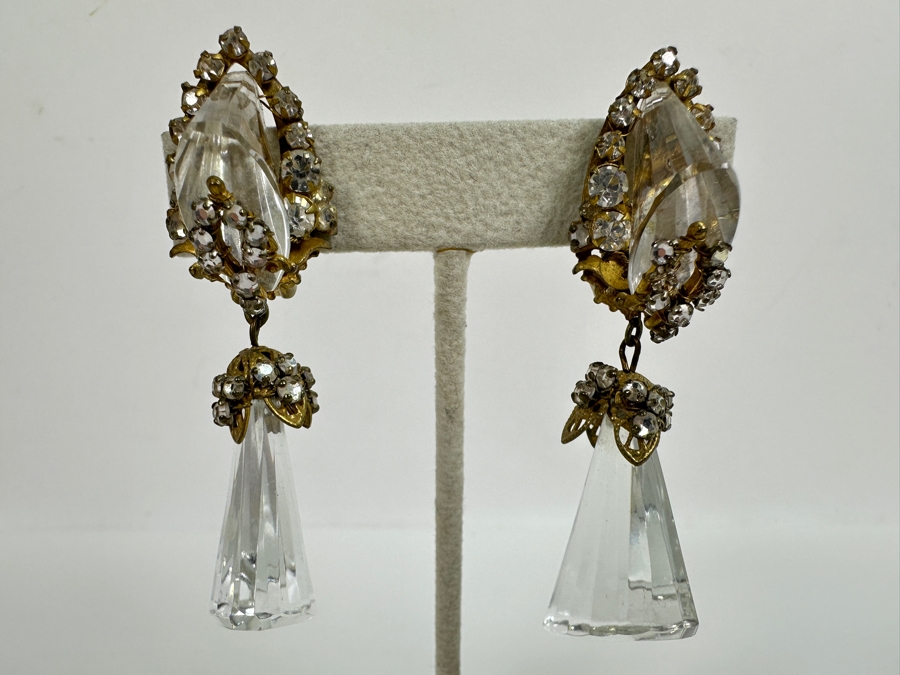 Just Added - Pair Of Vintage Miriam Haskell Clip On Earrings (One Of The Earring Clips Has Been Replaced With A 14K Gold Clip - See Photos) [Photo 5]