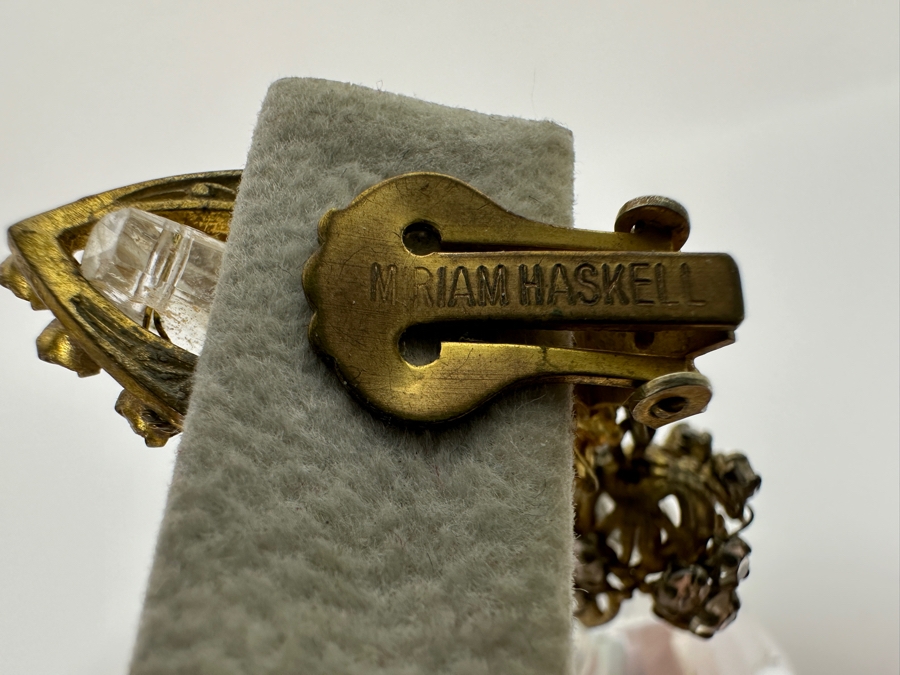 Just Added - Pair Of Vintage Miriam Haskell Clip On Earrings (One Of The Earring Clips Has Been Replaced With A 14K Gold Clip - See Photos) [Photo 2]