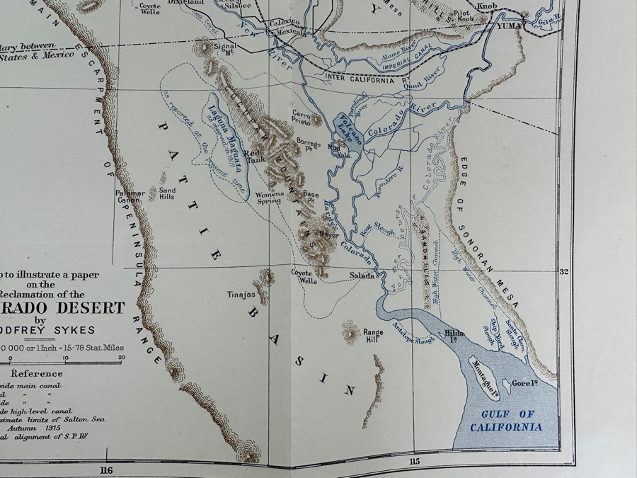 Original Antique 1915 Map & Article: The Reclamation Of A Desert By Godfrey Sykes From The Geographical Journal 1915 [Photo 11]