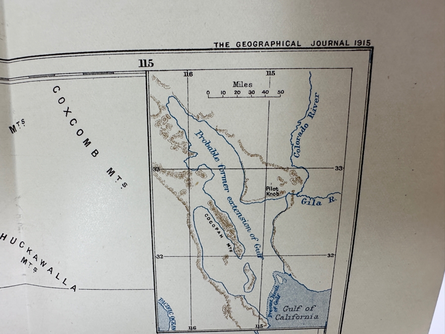 Original Antique 1915 Map & Article: The Reclamation Of A Desert By Godfrey Sykes From The Geographical Journal 1915 [Photo 13]