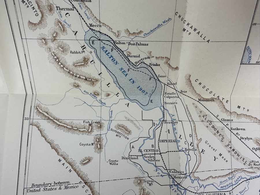 Original Antique 1915 Map & Article: The Reclamation Of A Desert By Godfrey Sykes From The Geographical Journal 1915 [Photo 12]