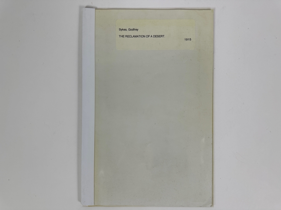 Original Antique 1915 Map & Article: The Reclamation Of A Desert By Godfrey Sykes From The Geographical Journal 1915 [Photo 2]