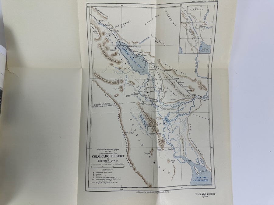 Original Antique 1915 Map & Article: The Reclamation Of A Desert By Godfrey Sykes From The Geographical Journal 1915 [Photo 7]