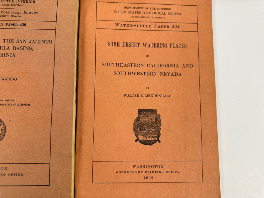 (5) Antique Paperback Books The Department Of The Interior United States Geological Survey: Water Resources Of CA Part III, Springs Of CA, SoCal Floods Of Jan 1916, Desert Watering Places In SoCal & Ground Water In Temecula Basins With Maps [Photo 7]