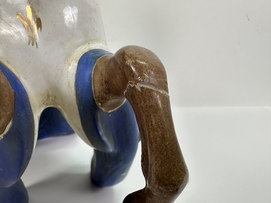 Hand Painted Italian Ceramic Knight Riding Horse Sculpture Signed Underneath Has Been Repaired With Damage - See Photos 15W X 4.5D X 12H [Photo 4]