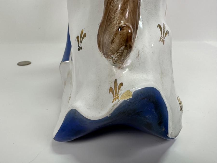 Hand Painted Italian Ceramic Knight Riding Horse Sculpture Signed Underneath Has Been Repaired With Damage - See Photos 15W X 4.5D X 12H [Photo 7]