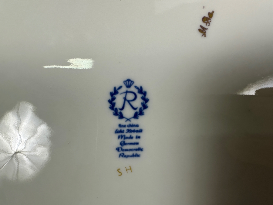 Reichenback Etch Kobalt Germany Gold Rim Large Centerpiece Bowl Plate [Photo 7]