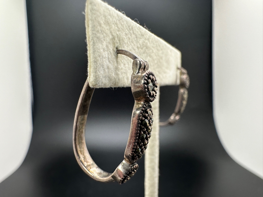 Sterling Silver Marcastie Earrings 6.4g [Photo 3]