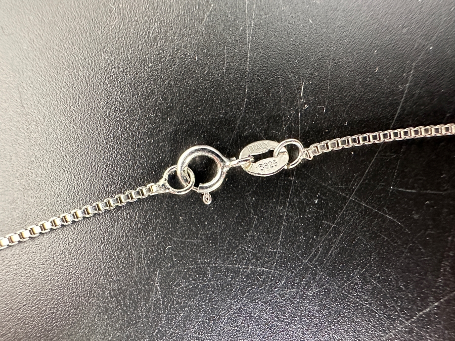 Sterling Silver 20' Box Chain Necklace With Pendant 8.9g [Photo 4]