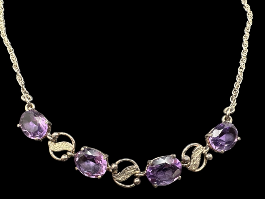 Silver Amethyst 16' Necklace 5.7g