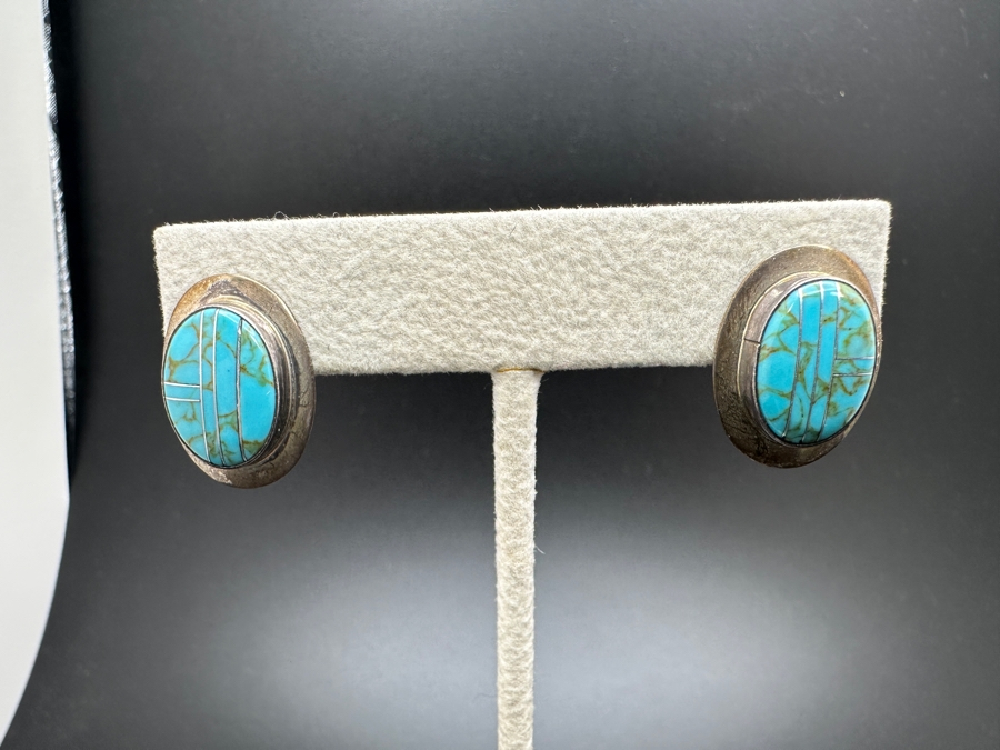 Sterling Silver Turquoise Earrings 4.1g [Photo 2]