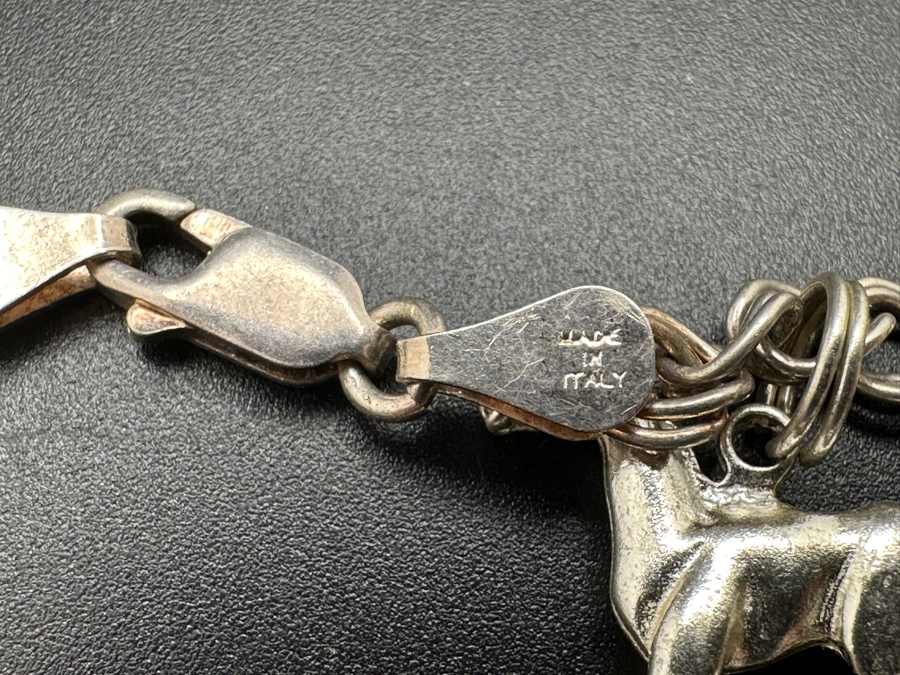 Vintage Italian Sterling Silver 7' Charm Bracelet With Horses & Rollerblade Charms [Photo 7]