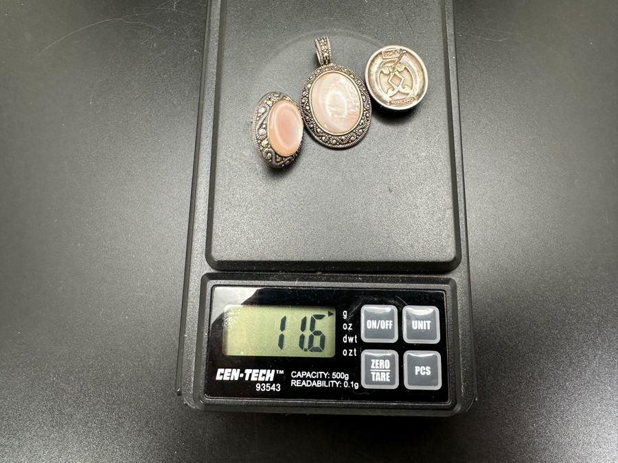 Sterling Silver Pendant And Matching Earrings Set With Stones 11.6g [Photo 4]