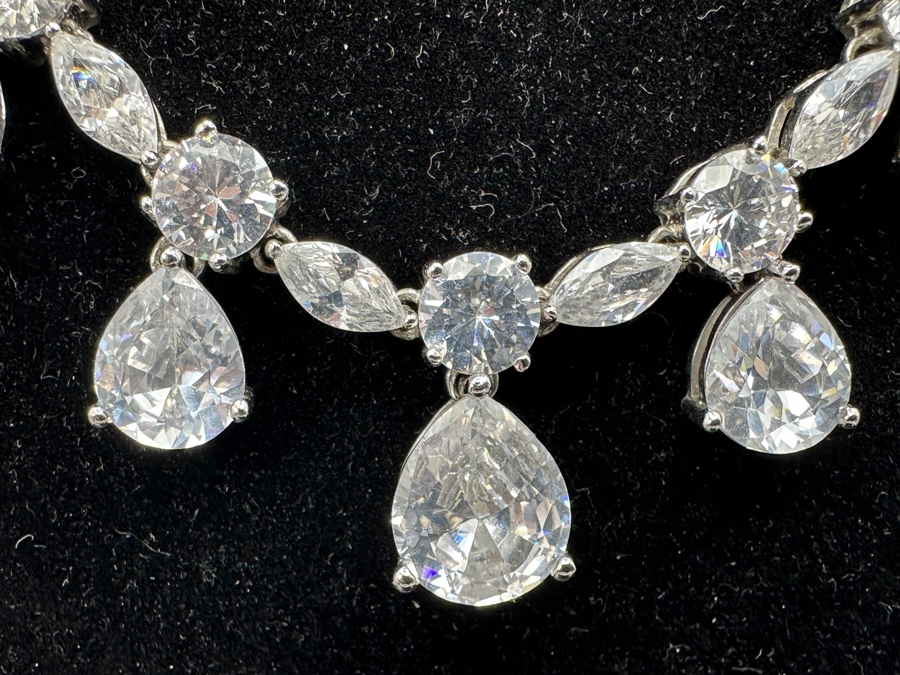 Impressive Sterling Silver Crystal Necklace 66.9g [Photo 2]