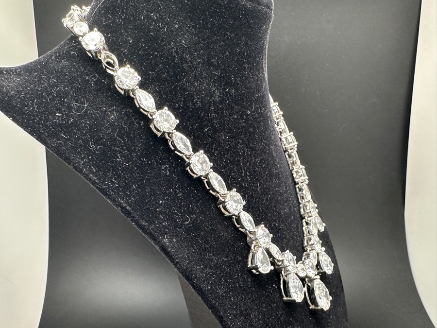 Impressive Sterling Silver Crystal Necklace 66.9g [Photo 3]