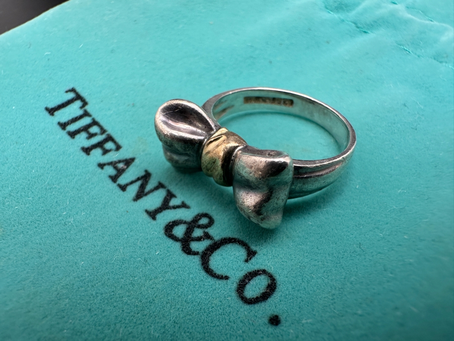 Tiffany & Co. Sterling Silver / 18K Gold Size 5 Ring 4.2g