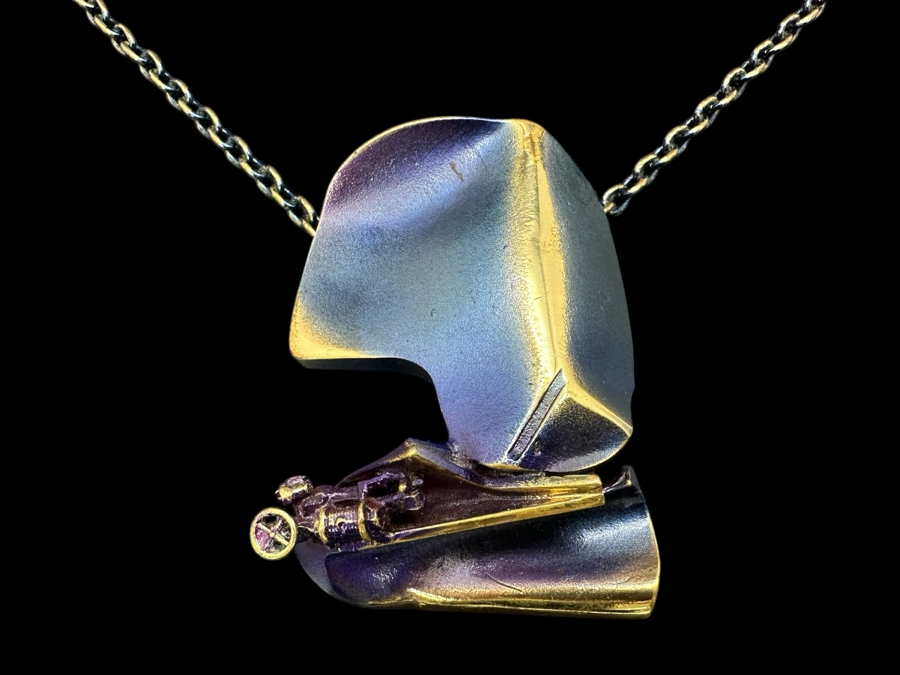 Signed Bjorn Weckstrom For Lapponia, Finland Flame Bronze Pendant 26' Necklace [Photo 1]
