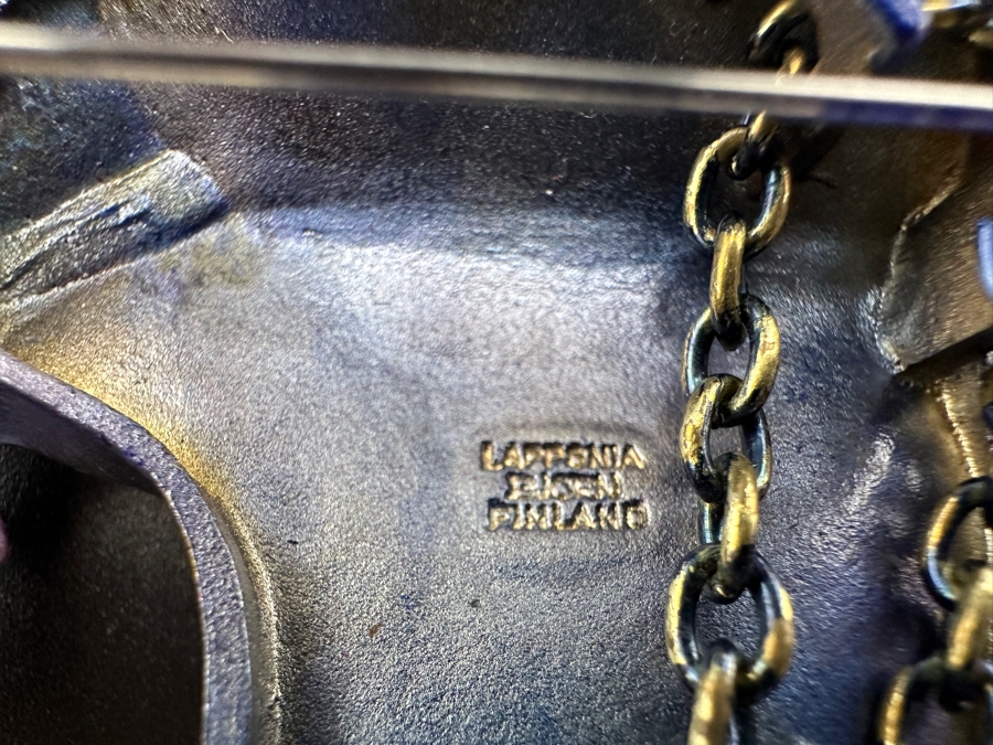 Signed Bjorn Weckstrom For Lapponia, Finland Flame Bronze Pendant 26' Necklace [Photo 5]